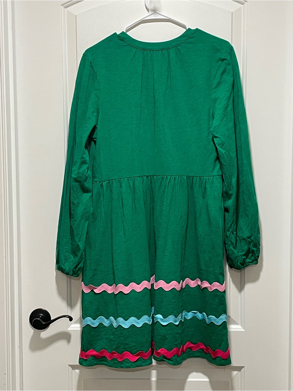 Boden Boho Corinna Ric Rac Green Long Sleeve Jersey Dress Festive & Fun - Picture 7 of 11